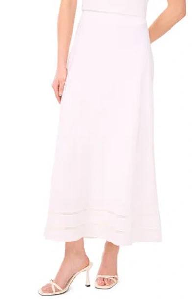 Halogen ® Ladder Stitch Accent Bias Cut Linen Blend Midi Skirt In White