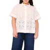 Halogen ® Ladder Stitch Accent Cotton Button-up Shirt In White
