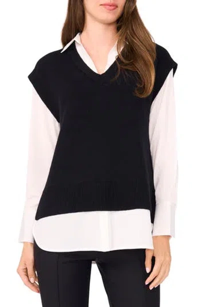 Halogen ® Layered Look Sweater Vest In Black