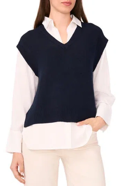 Halogen ® Layered Look Sweater Vest In Blue