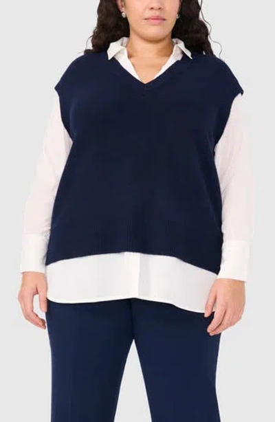 Halogen ® Layered Look Sweater Vest In Classic Navy