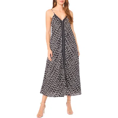 Halogen ® Leaf Print Contrast Detail Shift Dress In Rich Black 060