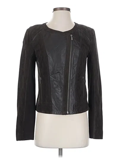Pre-owned Halogen Leather Jacket In Black