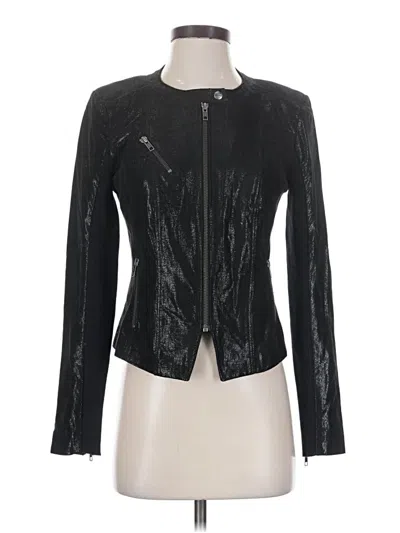 Pre-owned Halogen Leather Jacket In Black