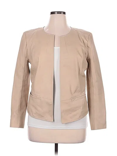 Pre-owned Halogen Leather Jacket In Tan