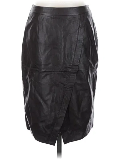Pre-owned Halogen Leather Skirt In Black