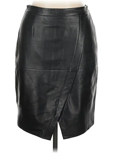 Pre-owned Halogen Leather Skirt In Black