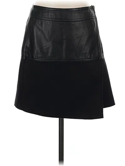 Pre-owned Halogen Leather Skirt In Black