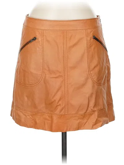 Pre-owned Halogen Leather Skirt In Brown