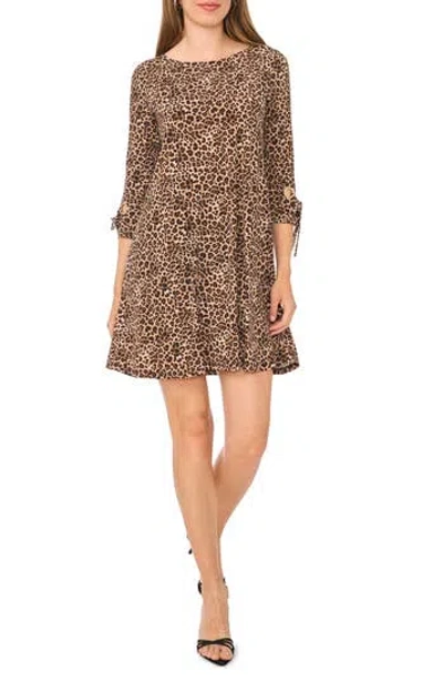 Halogen ® Leopard Print Swing Dress In Brown