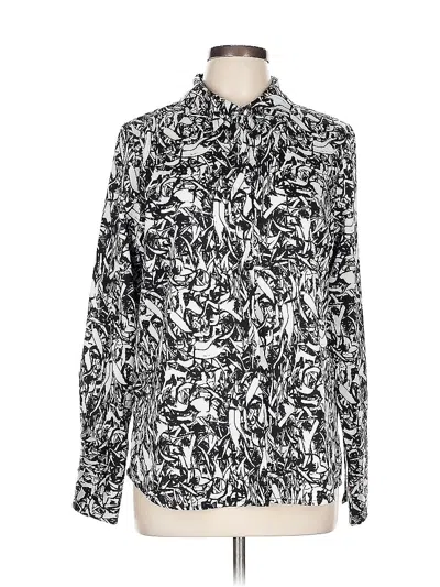 Pre-owned Halogen Long Sleeve Blouse In Black