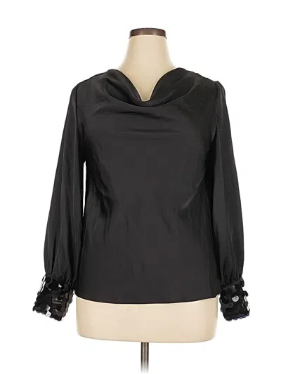 Pre-owned Halogen Long Sleeve Blouse In Black