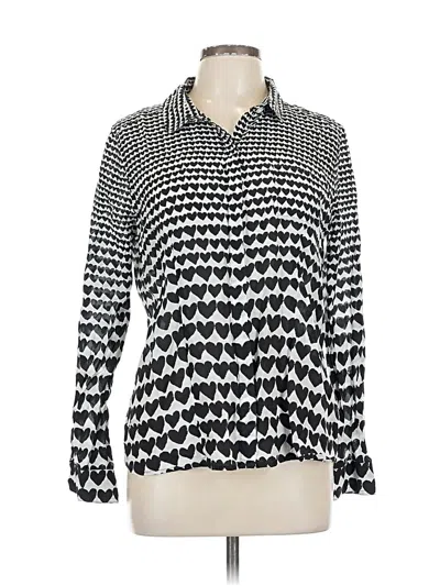 Pre-owned Halogen Long Sleeve Blouse In Black