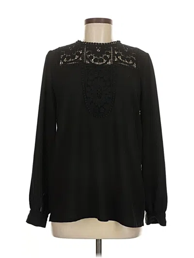 Pre-owned Halogen Long Sleeve Blouse In Black