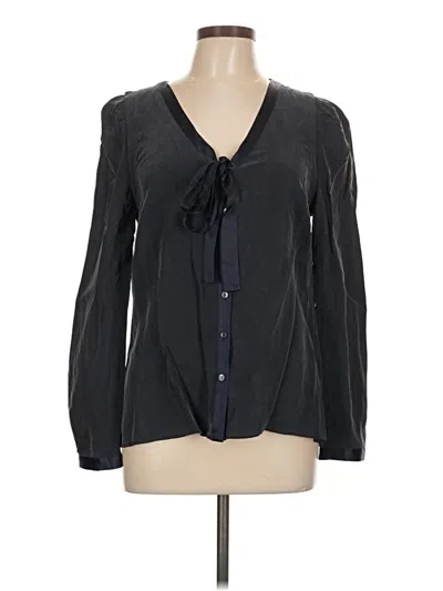 Pre-owned Halogen Long Sleeve Blouse In Black