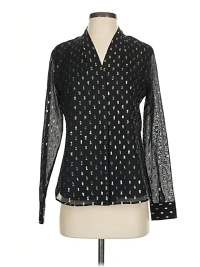 Pre-owned Halogen Long Sleeve Blouse In Black