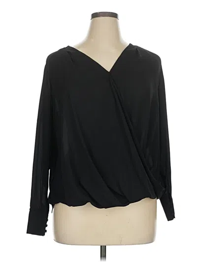 Pre-owned Halogen Long Sleeve Blouse In Black