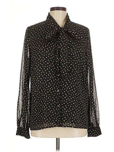 Pre-owned Halogen Long Sleeve Blouse In Black