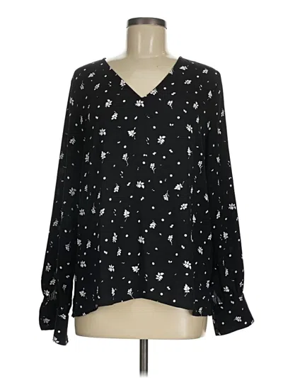 Pre-owned Halogen Long Sleeve Blouse In Black