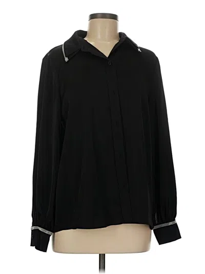 Pre-owned Halogen Long Sleeve Blouse In Black