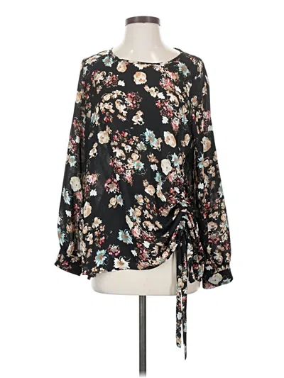 Pre-owned Halogen Long Sleeve Blouse In Black