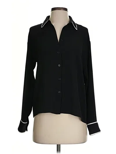 Pre-owned Halogen Long Sleeve Blouse In Black