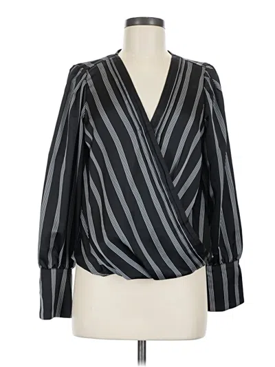 Pre-owned Halogen Long Sleeve Blouse In Black