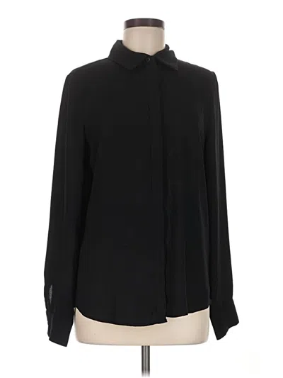 Pre-owned Halogen Long Sleeve Blouse In Black