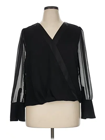 Pre-owned Halogen Long Sleeve Blouse In Black