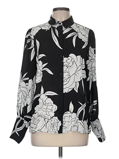 Pre-owned Halogen Long Sleeve Blouse In Black