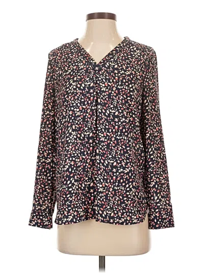 Pre-owned Halogen Long Sleeve Blouse In Black