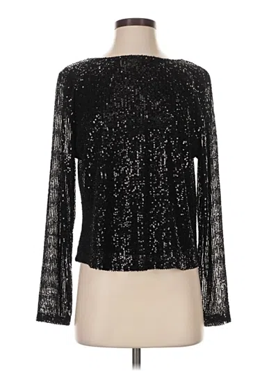 Pre-owned Halogen Long Sleeve Blouse In Black