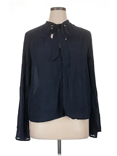 Pre-owned Halogen Long Sleeve Blouse In Black