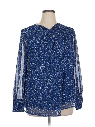 Pre-owned Halogen Long Sleeve Blouse In Blue