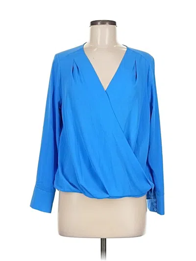 Pre-owned Halogen Long Sleeve Blouse In Blue