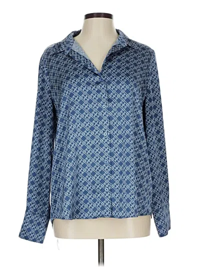 Pre-owned Halogen Long Sleeve Blouse In Blue