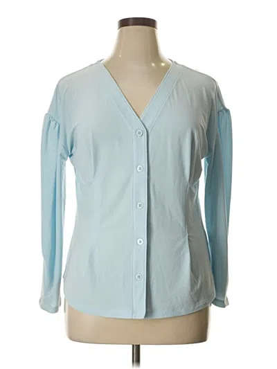Pre-owned Halogen Long Sleeve Blouse In Blue