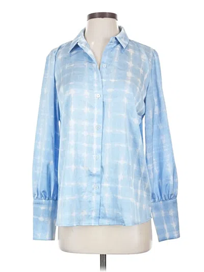 Pre-owned Halogen Long Sleeve Blouse In Blue