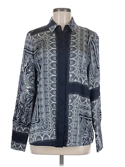 Pre-owned Halogen Long Sleeve Blouse In Blue