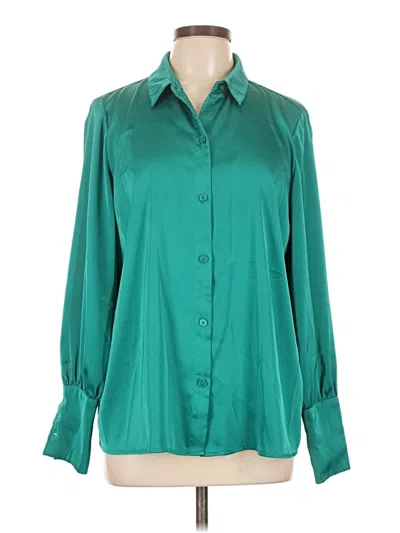 Pre-owned Halogen Long Sleeve Blouse In Blue