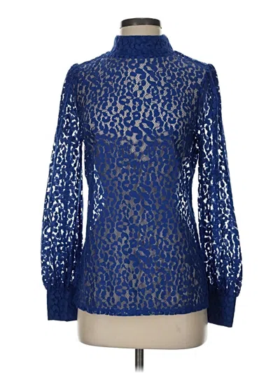 Pre-owned Halogen Long Sleeve Blouse In Blue