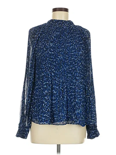 Pre-owned Halogen Long Sleeve Blouse In Blue