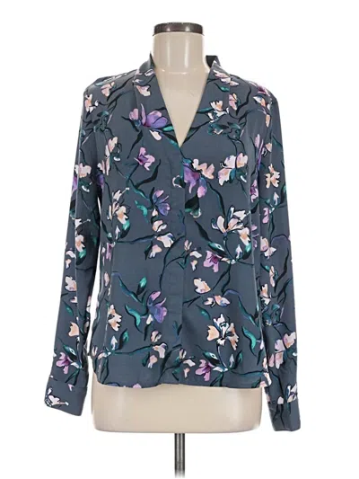 Pre-owned Halogen Long Sleeve Blouse In Blue