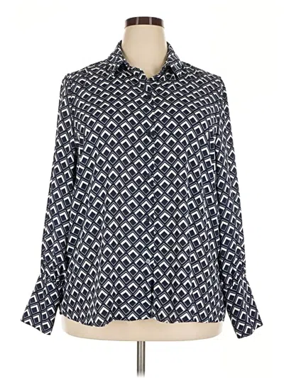 Pre-owned Halogen Long Sleeve Blouse In Blue