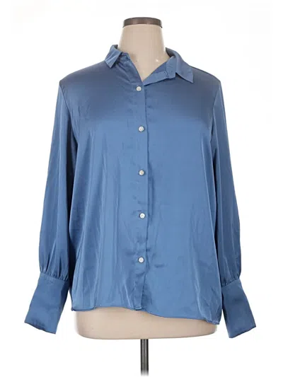 Pre-owned Halogen Long Sleeve Blouse In Blue