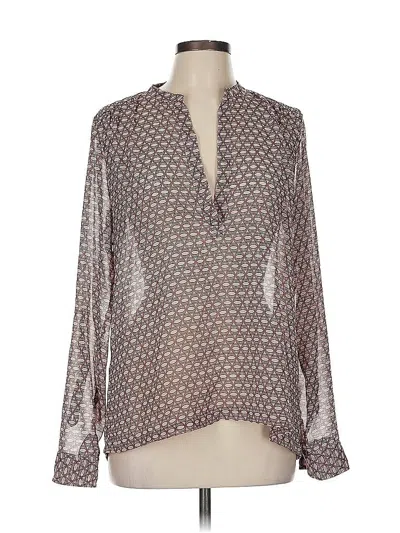 Pre-owned Halogen Long Sleeve Blouse In Brown