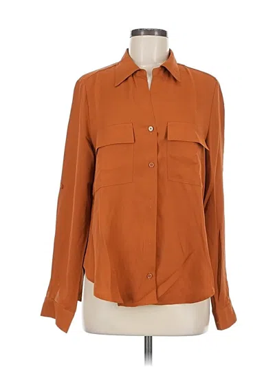 Pre-owned Halogen Long Sleeve Blouse In Brown