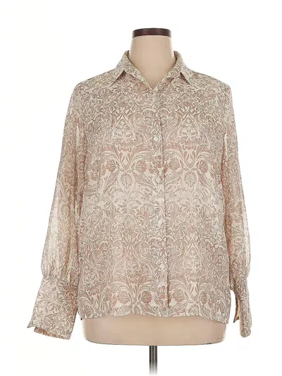 Pre-owned Halogen Long Sleeve Blouse In Brown