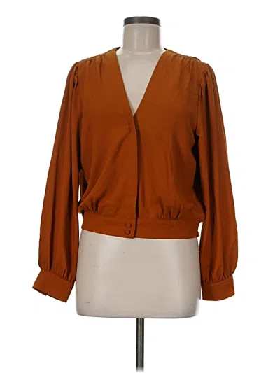 Pre-owned Halogen Long Sleeve Blouse In Brown