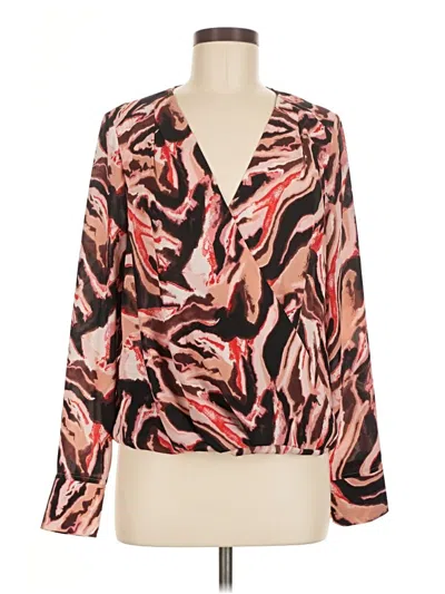 Pre-owned Halogen Long Sleeve Blouse In Brown
